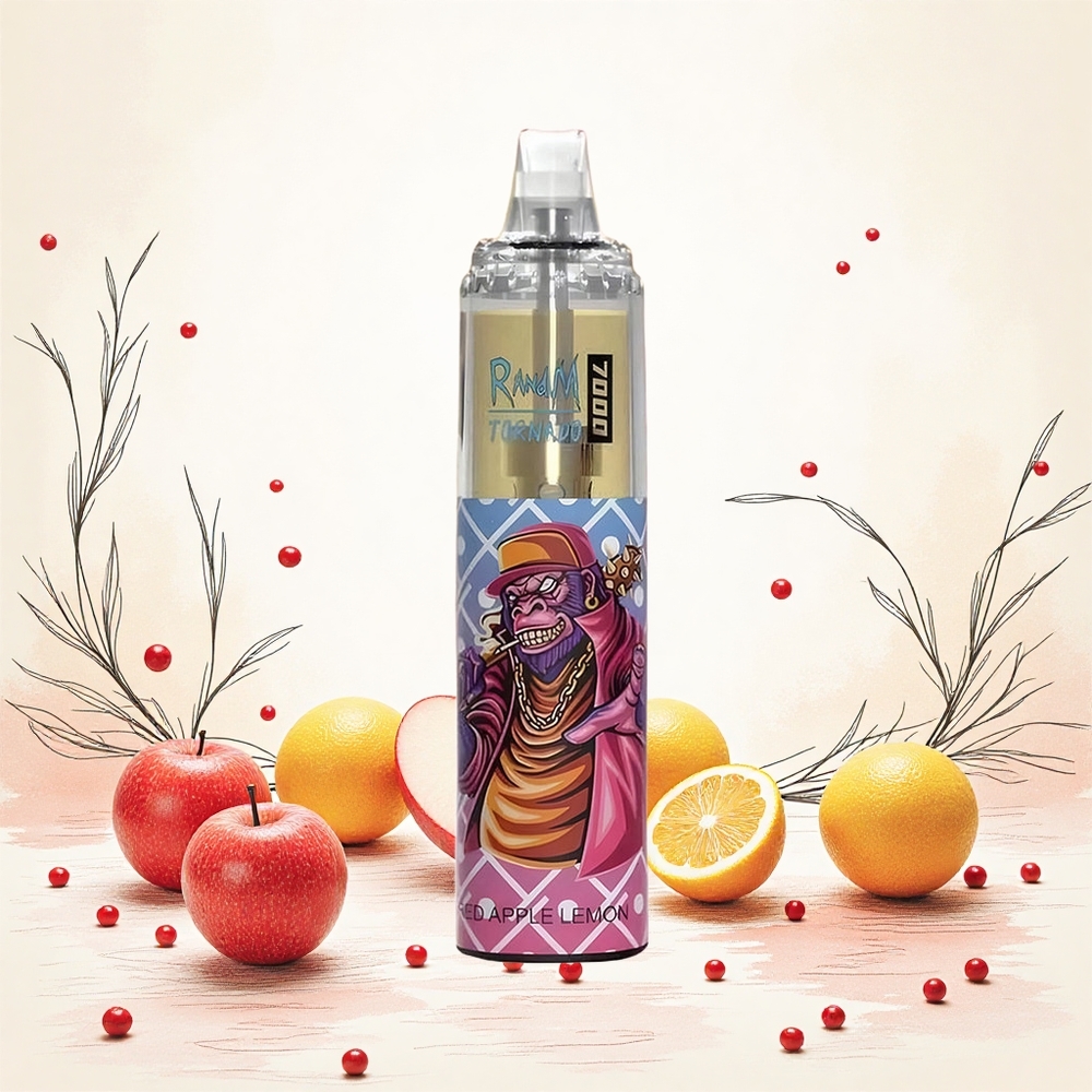 RandM Fumot Tornado 7000 Puffs Piros Alma Citrom 14 ML E-liquid 850 MAH Battery Hungary Vapes