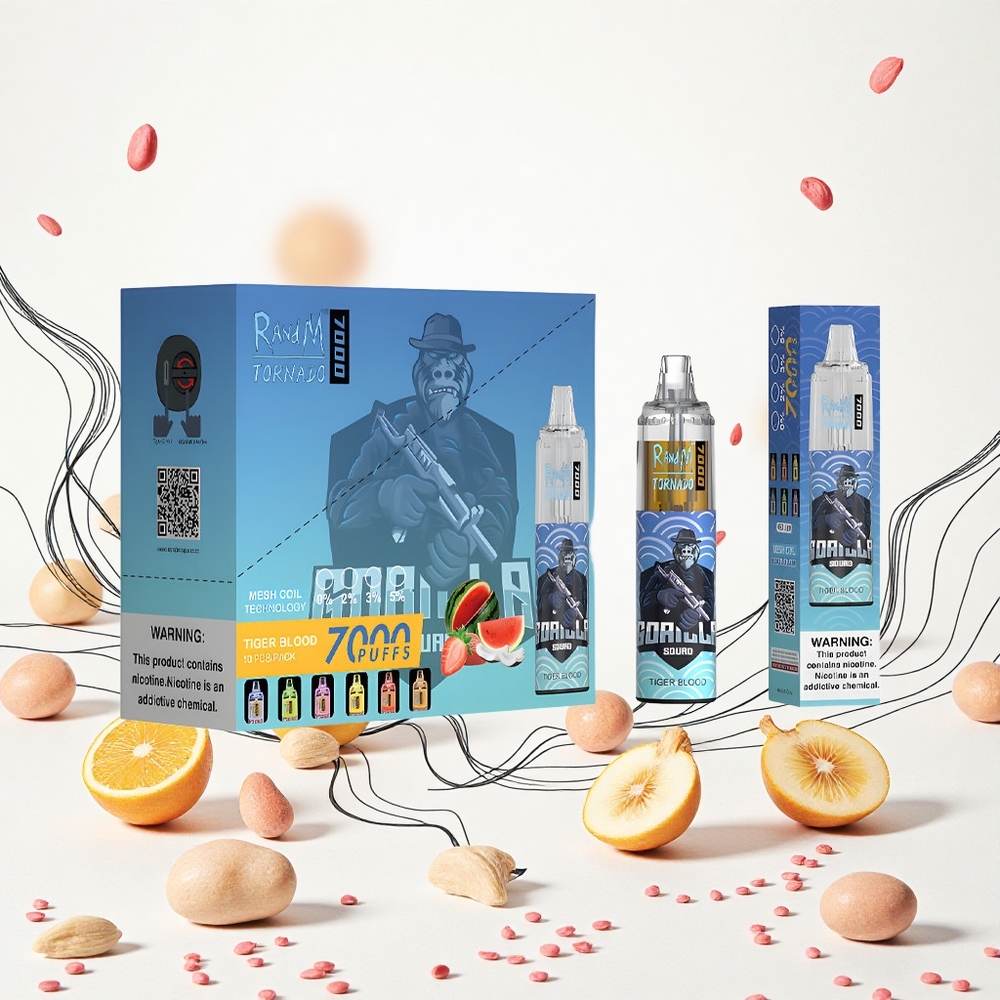 RandM Fumot Tornado 7000 Puffs Tiger Vérel (14 ML E-liquid 850 MAH Battery) Hungary Vapes