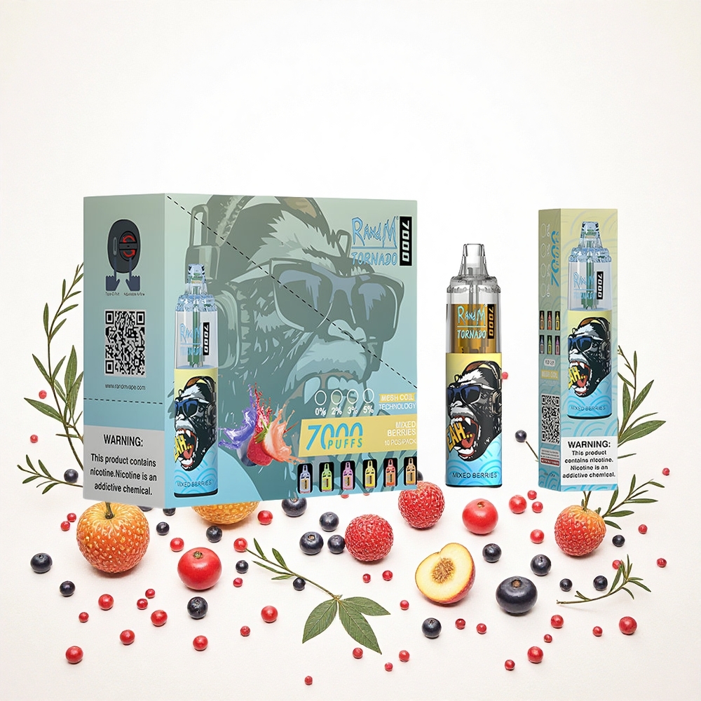 RandM Fumot Tornado 7000 Puffs Vegyesbogyó 14 ML E-liquid 850 MAH Battery Hungary Vapes