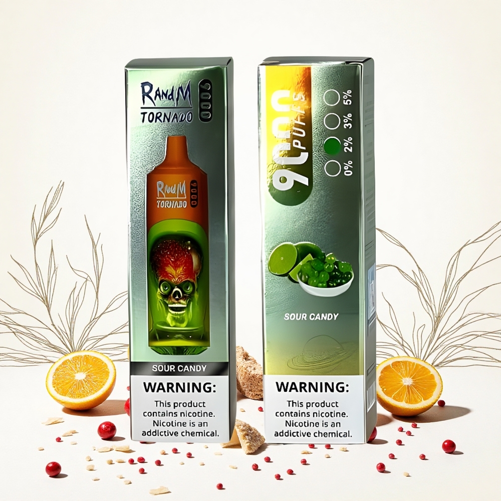 RandM Fumot Tornado 9000 Puffs 18 mL Savanyú Cukorka Hungary Vapes