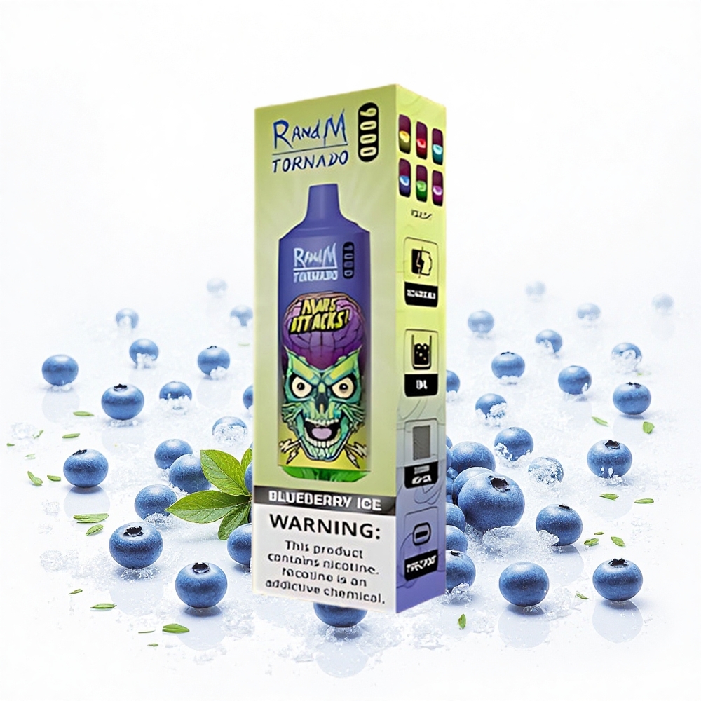 RandM Fumot Tornado 9000 Puffs 850 mAh Újratölthető Áfonya Jég Hungary Vapes