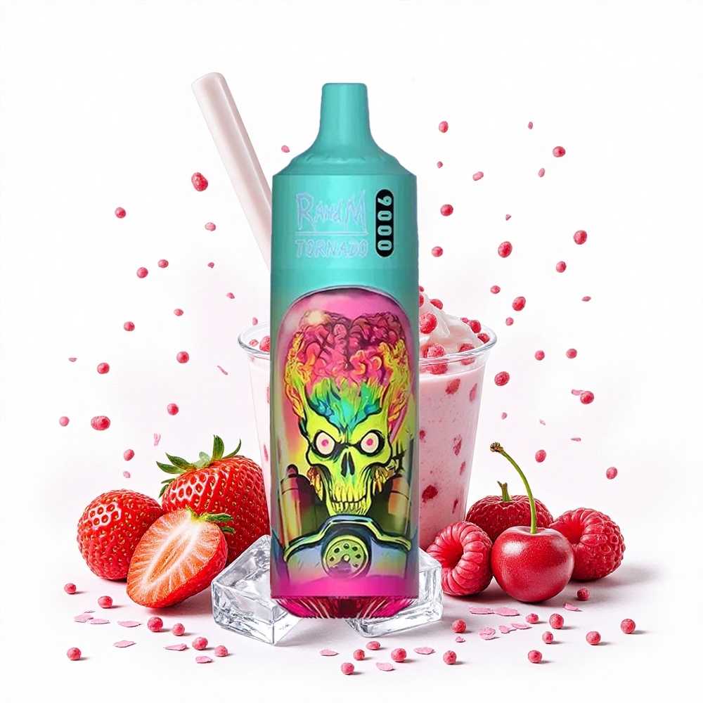 RandM Fumot Tornado 9000 Puffs 9000 Puffs E-liquid 18 mL Eper Málna Cseresznye Jég Hungary Vapes