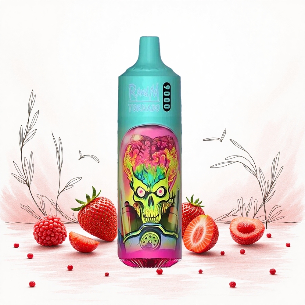 RandM Fumot Tornado 9000 Puffs Egszerhasználatos Vape Eper Málna 18 mL E-likvidum és 850 mAh Akkumulátor Hungary Vapes