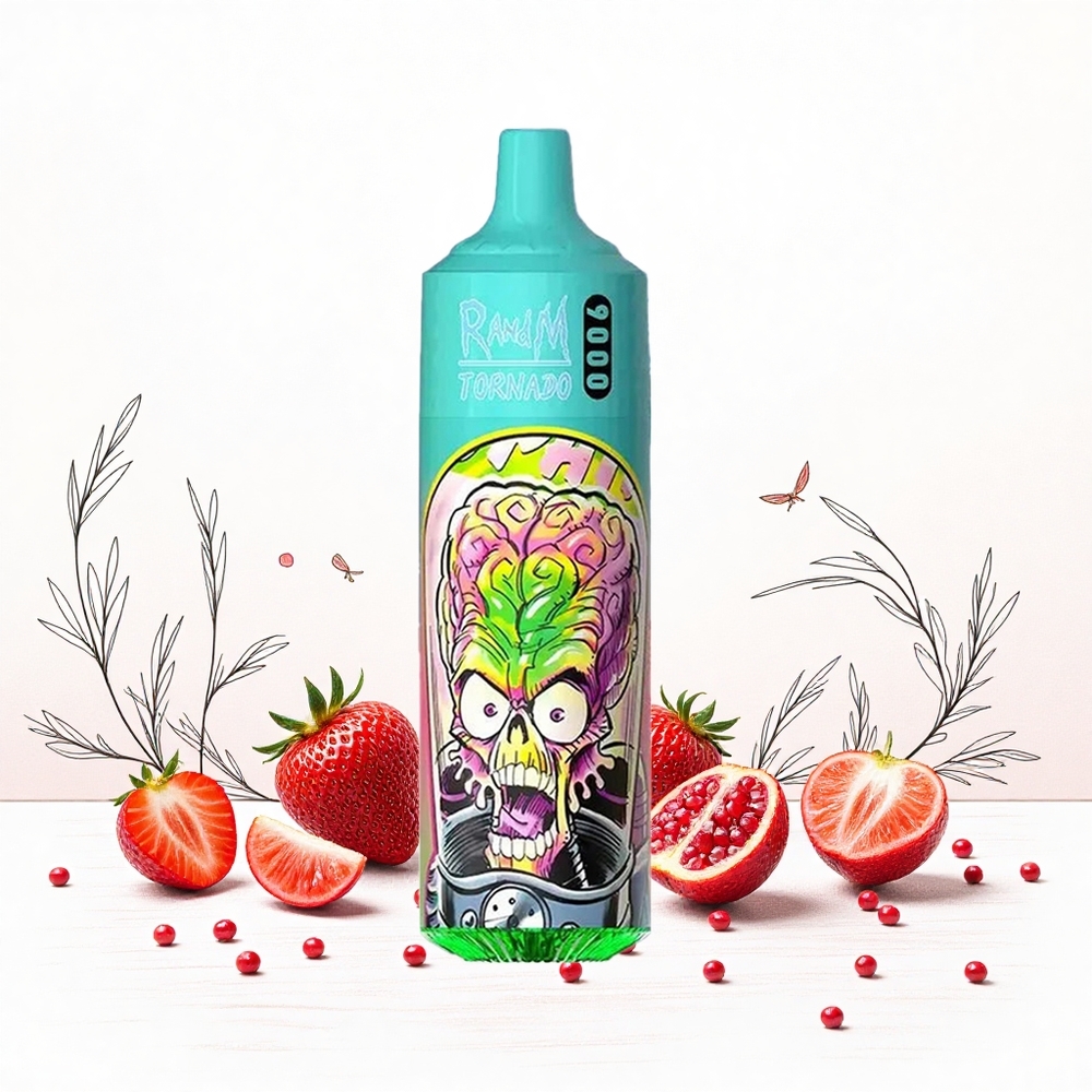 RandM Fumot Tornado 9000 Puffs Eldobható E-cigaretta Eper Gránátalma 18 mL E-likvidum Mesh Coil Hungary Vapes
