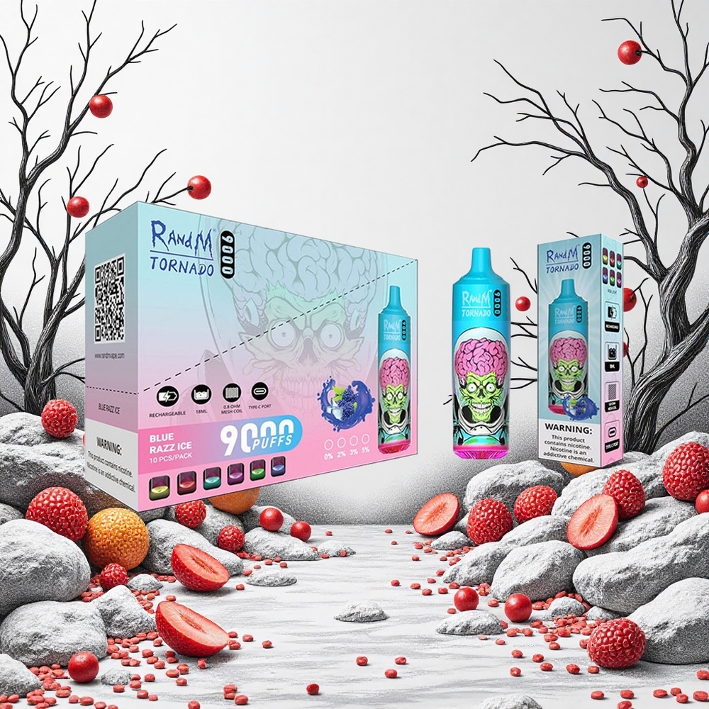 RandM Fumot Tornado 9000 Puffs Eldobható Vape Fekete Sárkány Jég 9000 Puffs és 18 mL E-liquid Hungary Vapes