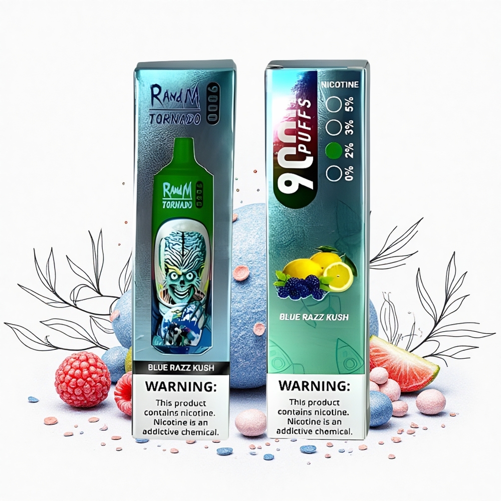 RandM Fumot Tornado 9000 Puffs Kék Ribizli Kush 18 mL E-liquid és 850 mAh Akkumulátor Hungary Vapes