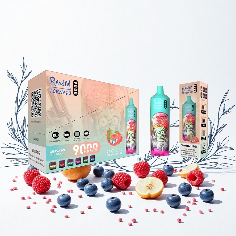 RandM Fumot Tornado 9000 Puffs Kék Savanyú Málna 850 mAh Tölthető Akkumulátor és 18 mL E-liquid Hungary Vapes