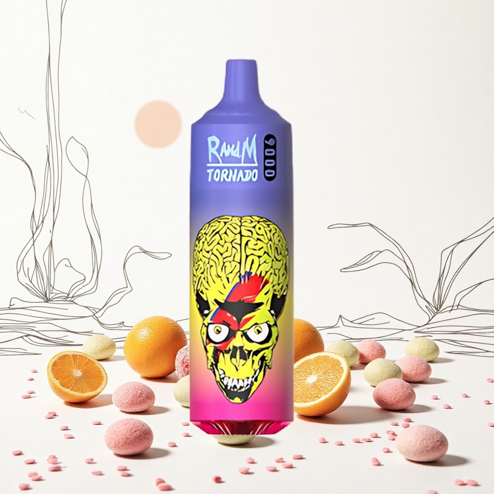 RandM Fumot Tornado 9000 Puffs Skittles Íze 18 mL E-liquid és 850 mAh Újratölthető Akku Hungary Vapes