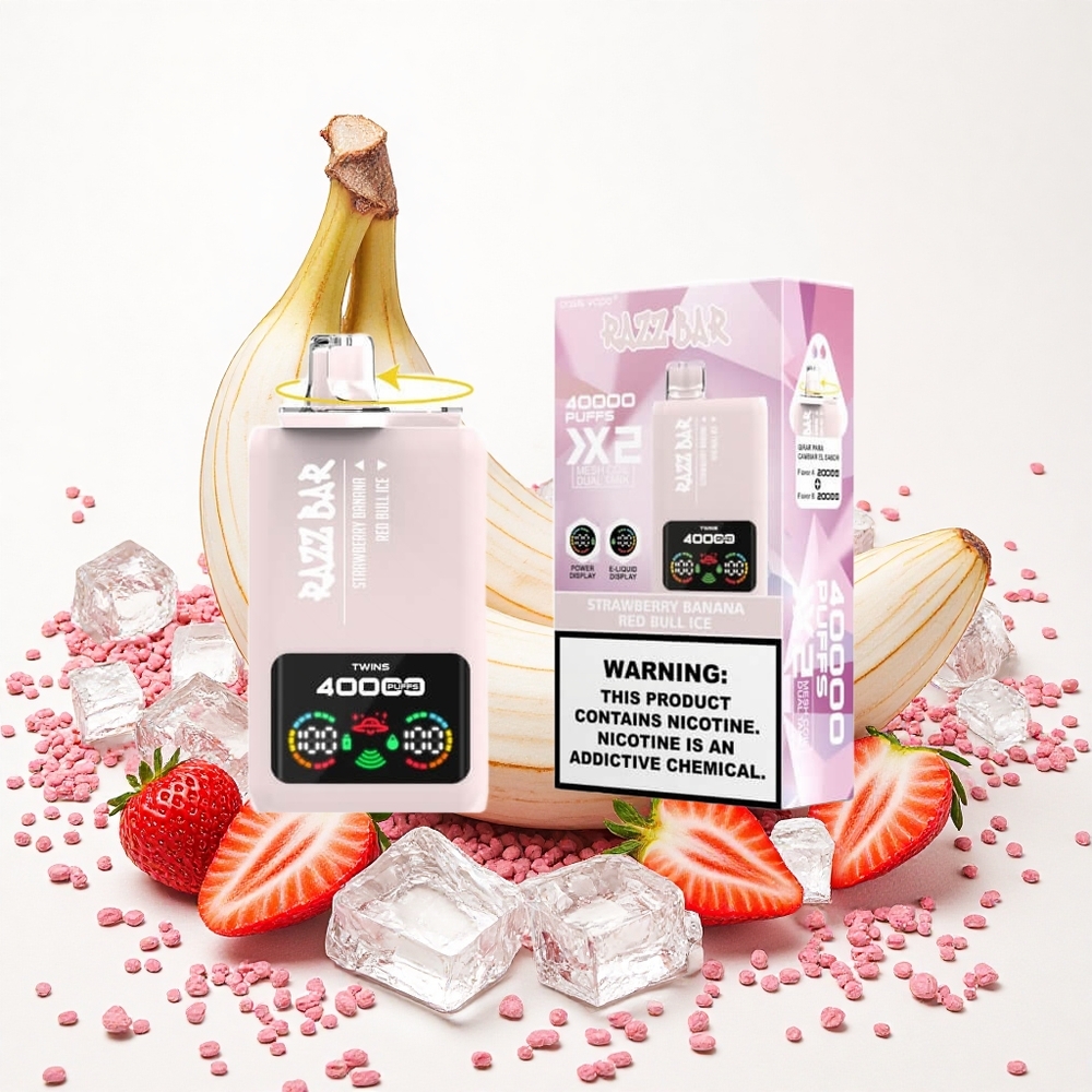 Razz Bar 40000 Puffs Egyszerhasználatos Vape Eper Banán_Vörös Bika Jég Típus-C Port 650 Mah Akkumulátor 10Ohm 2 Mesh Coil Hungary Vapes