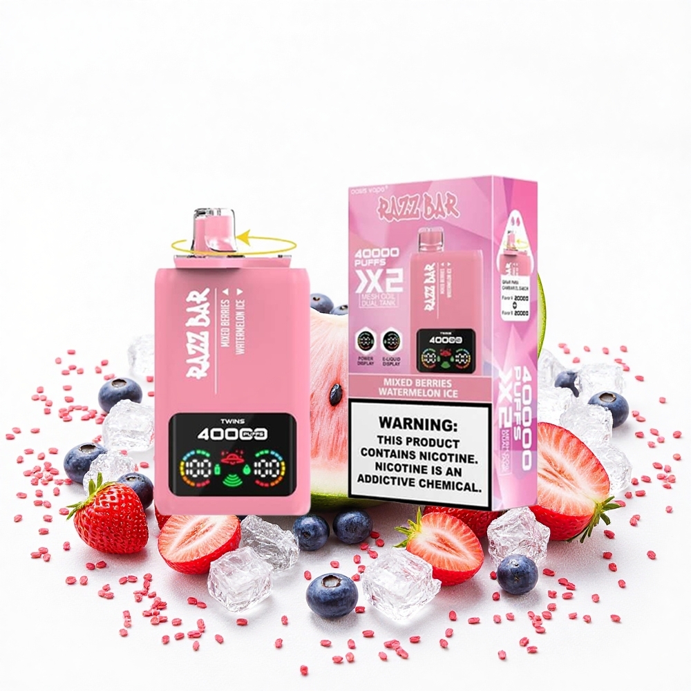 Razz Bar 40000 Puffs Eldobható E-cigaretta Vegyesbogyós_Görögdinnye Jég 650 Mah Akkumulátor Type-C Port Hungary Vapes