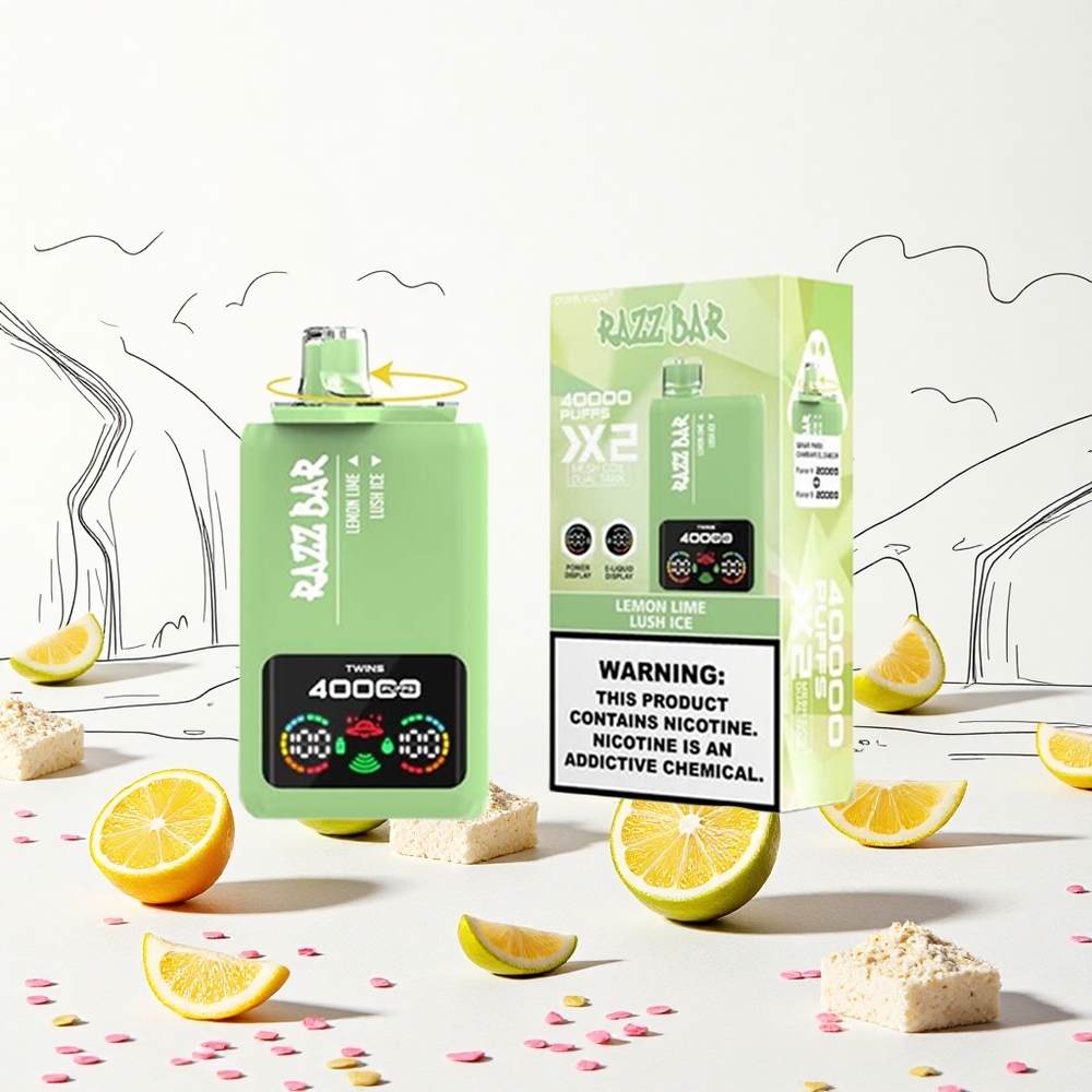 Razz Bar 40000 Puffs Eldobható Vape Citrom Lime_Lush Jég 10Ohm 2 Mesh Coil 650 Mah Akkumulátor Hungary Vapes