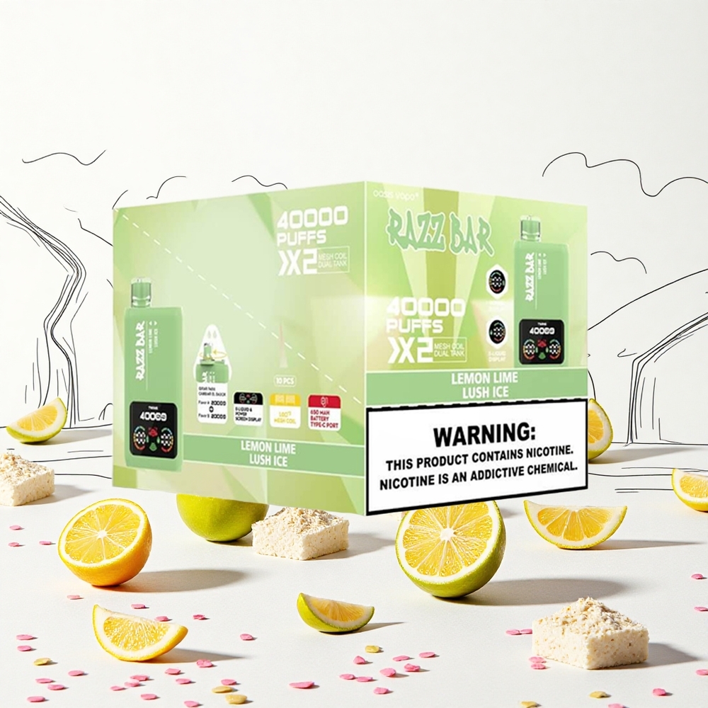 Razz Bar 40000 Puffs Eldobható Vape Citrom Lime_Lush Jég 10Ohm 2 Mesh Coil 650 Mah Akkumulátor Hungary Vapes