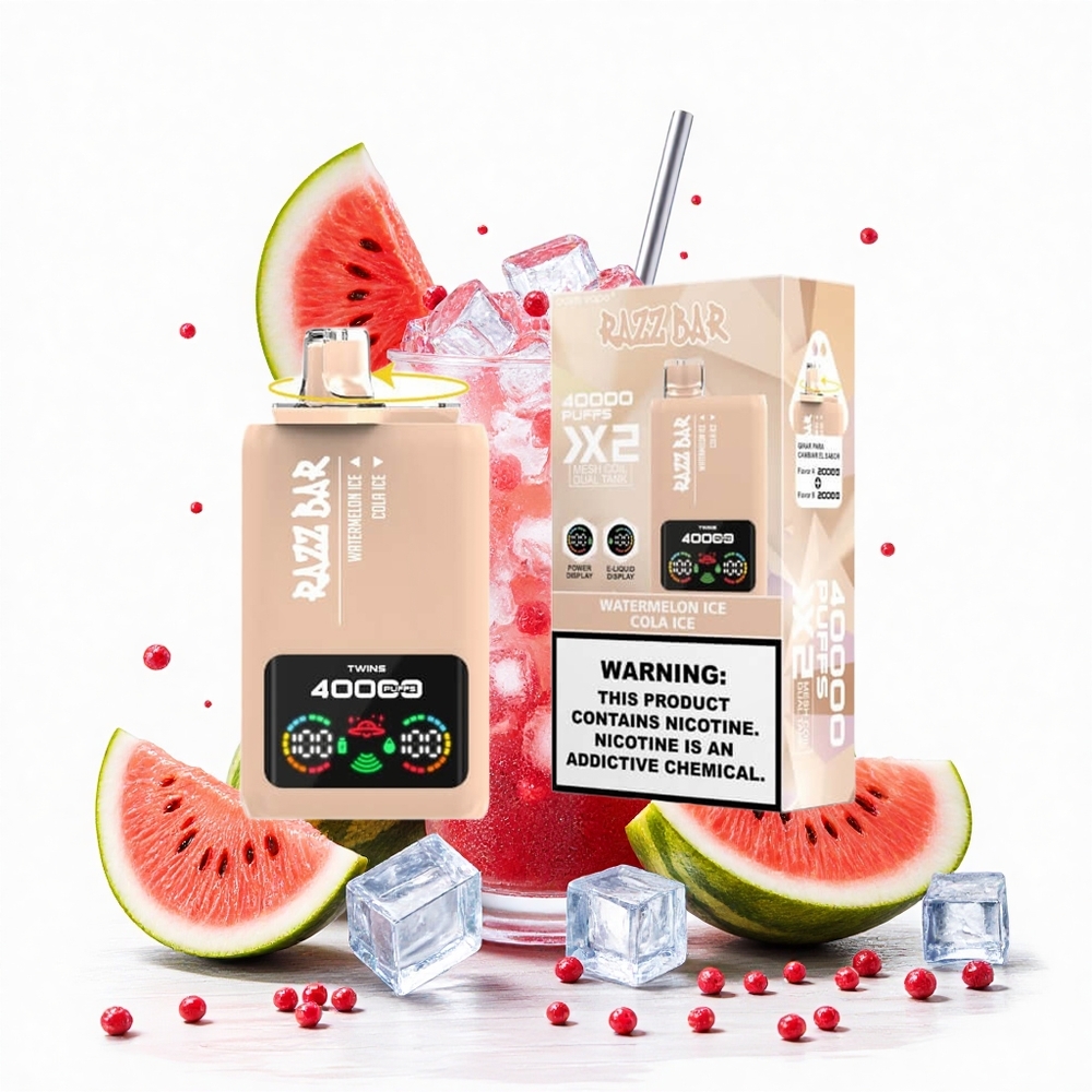 Razz Bar 40000 Puffs Nedvszívó Elektromos Cigaretta Görögdinnye Jég_Kóla Jég 10 Ohm 2 Mesh Coil Type-C Port Hungary Vapes