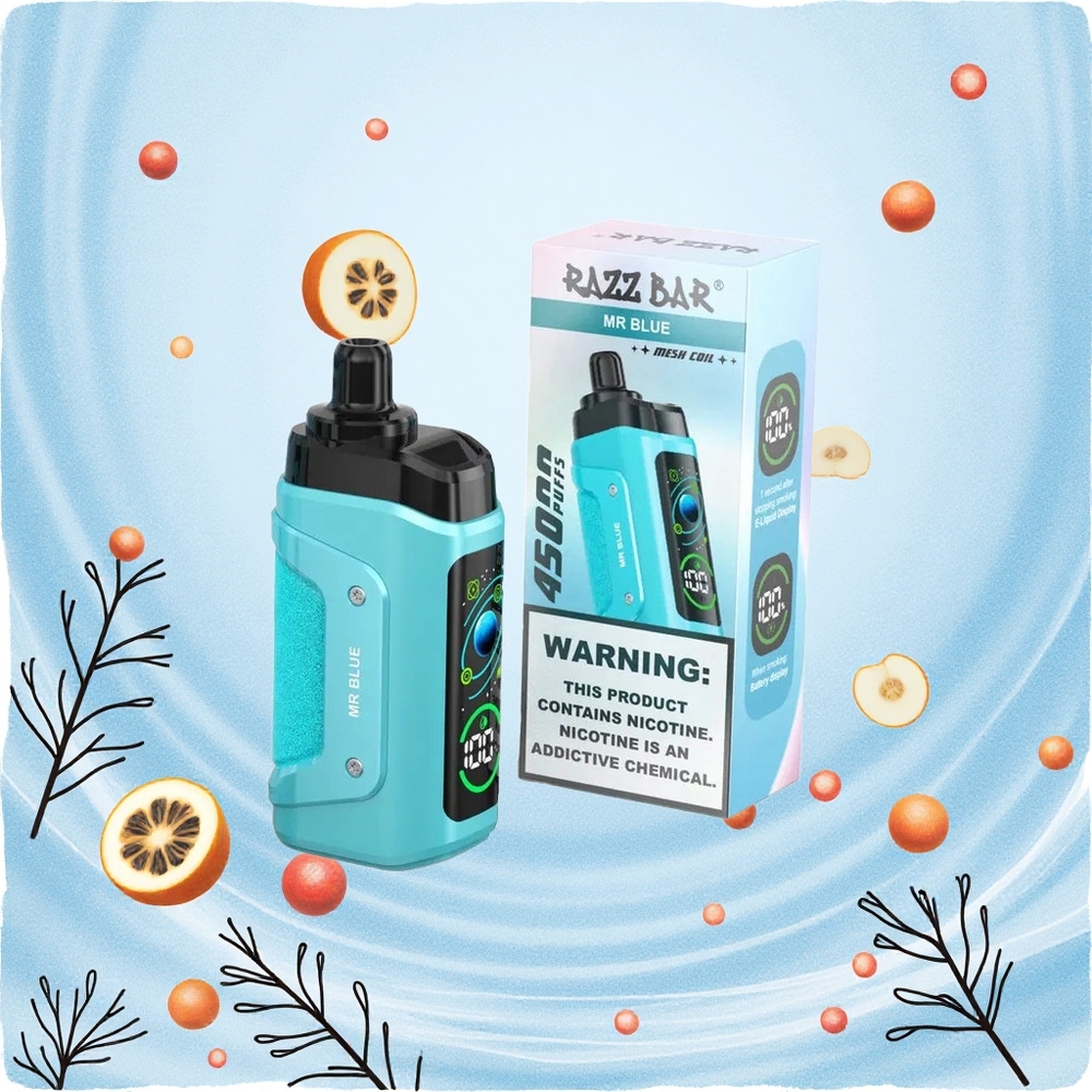 Razz Bar 45000 Puffs Egyhasználatos Vape Kék 10 Ohm Mesh Coil és 20 mg/ml Nikotin Hungary Vapes
