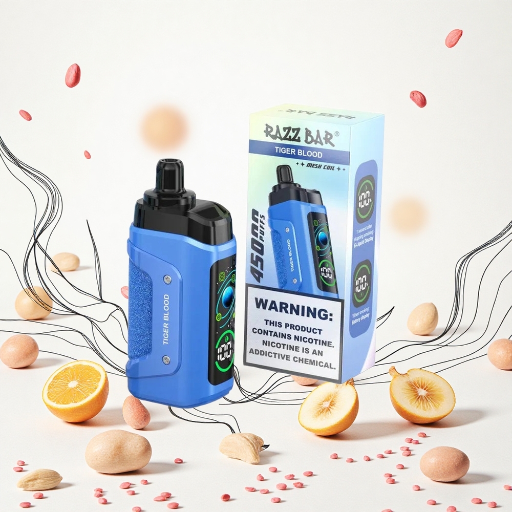 Razz Bar 45000 Puffs Eldobható Vape Tigrisvér 10 Ohm Mesh Coil és 20 mg/ml Nikotin Hungary Vapes
