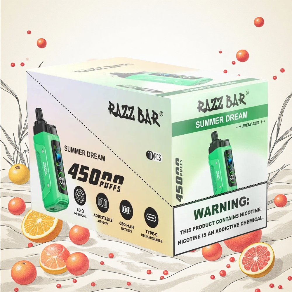 Razz Bar 45000 Puffs Nyári Álom Eldobható Vape 10 Ohm Mesh Coil 20 mg/ml Nikotinerőség Hungary Vapes