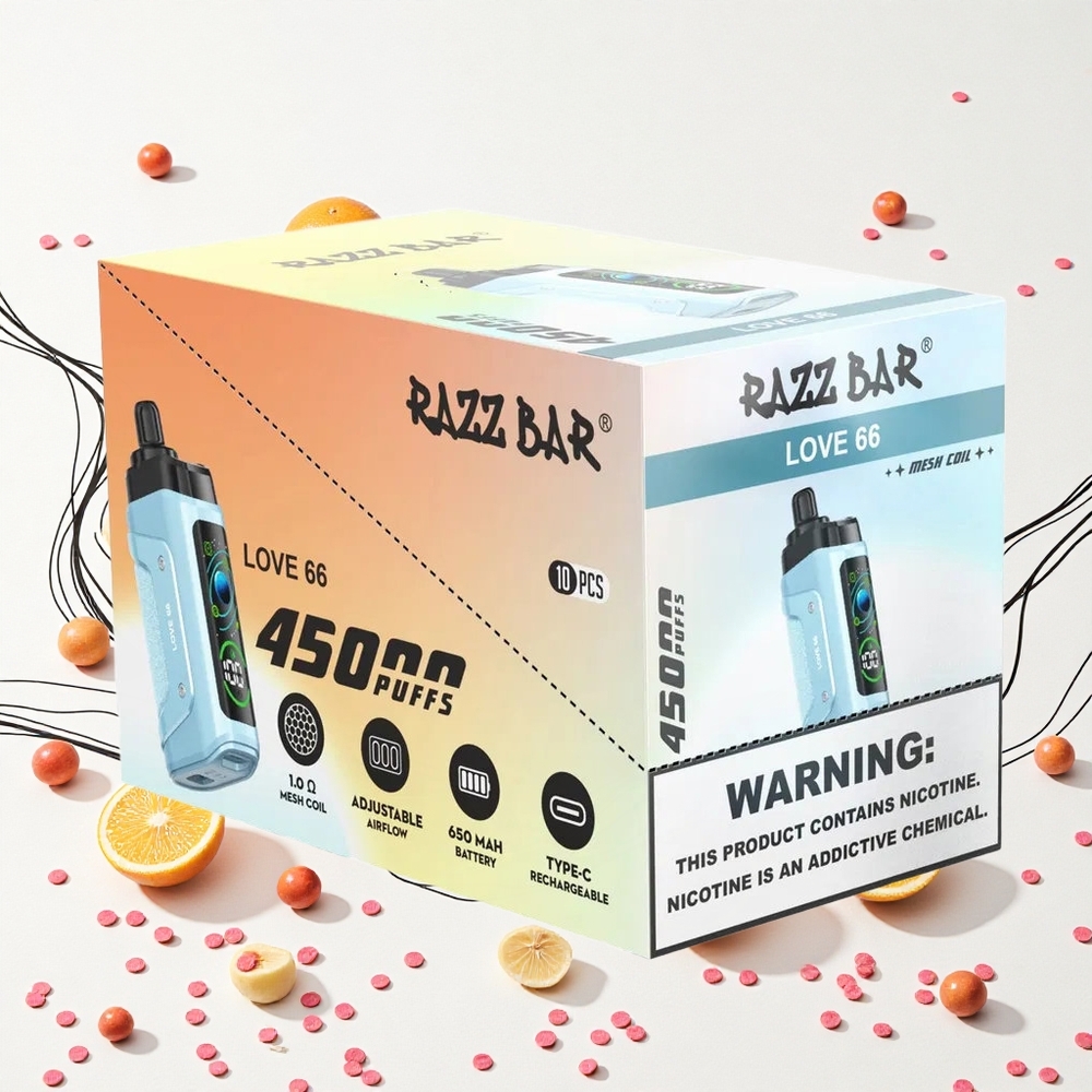 Razz Bar 45000 PuffsLove 66 10 Ohm Mesh Coil Hungary Vapes