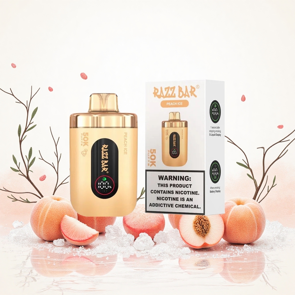 Razz Bar 50000 Puffs 10 Ohm Mesh Coil Őszibarack Jeges Hungary Vapes