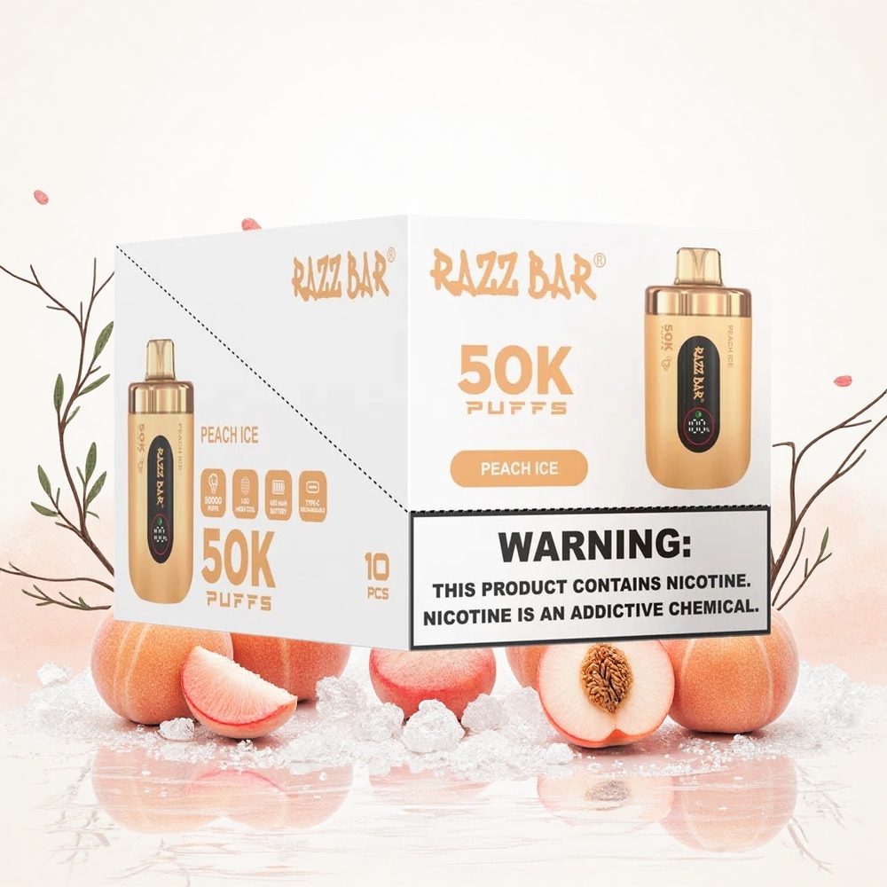 Razz Bar 50000 Puffs 10 Ohm Mesh Coil Őszibarack Jeges Hungary Vapes