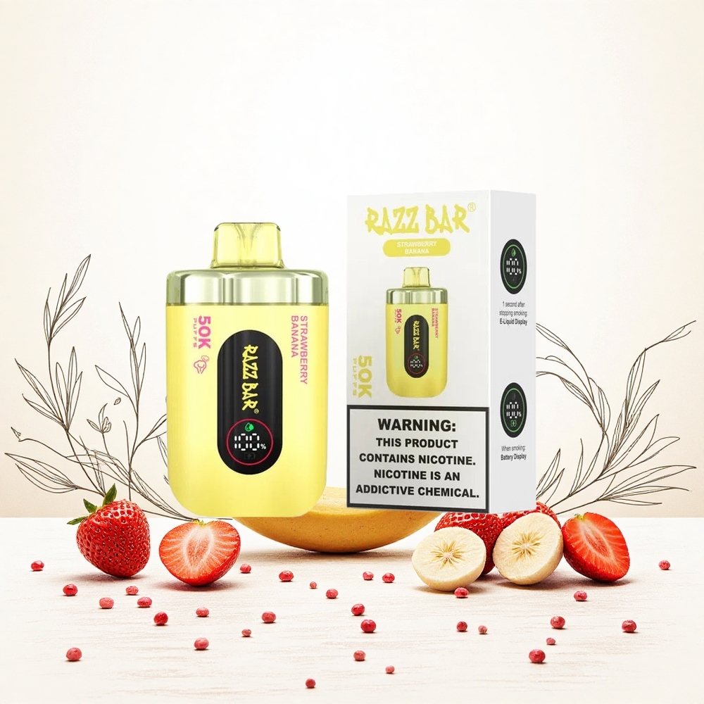 Razz Bar 50000 Puffs Eldobható Vape Eper Banán 10 Ohm Mesh Coil 2 Nikotintartalom Hungary Vapes