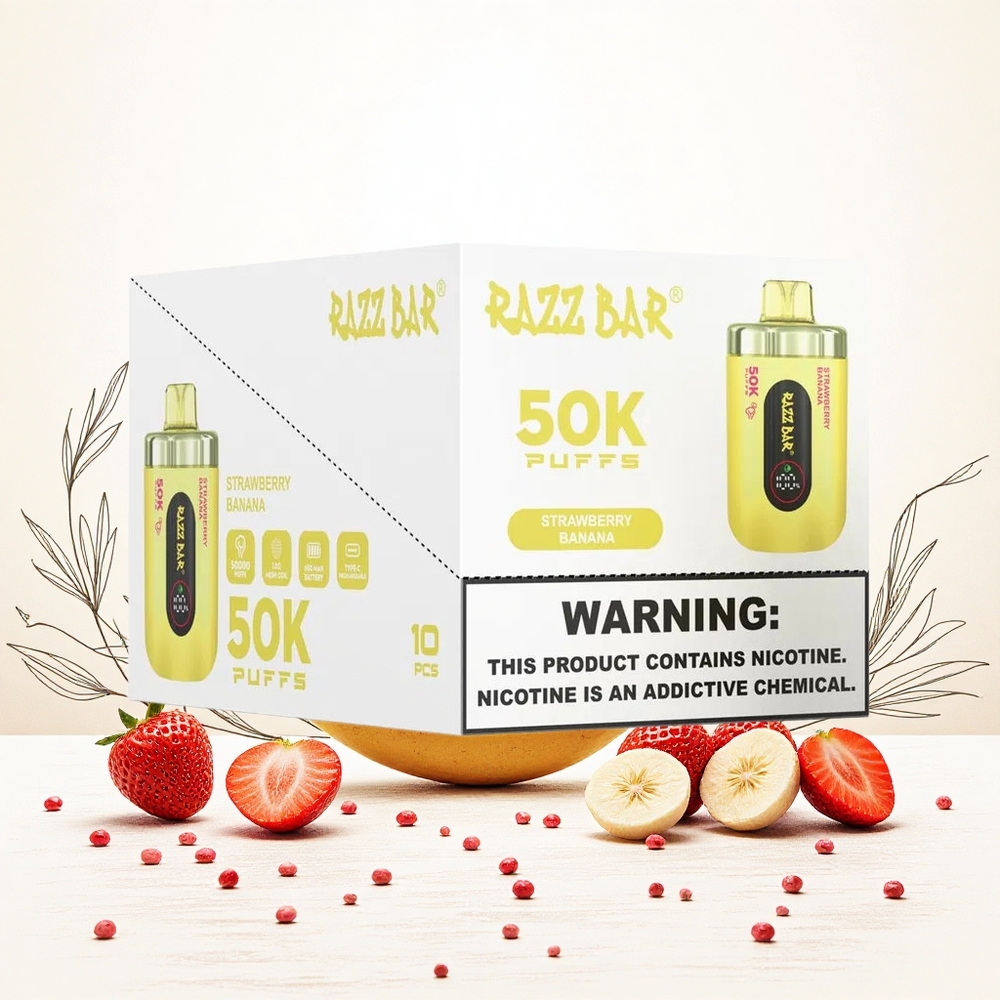 Razz Bar 50000 Puffs Eldobható Vape Eper Banán 10 Ohm Mesh Coil 2 Nikotintartalom Hungary Vapes