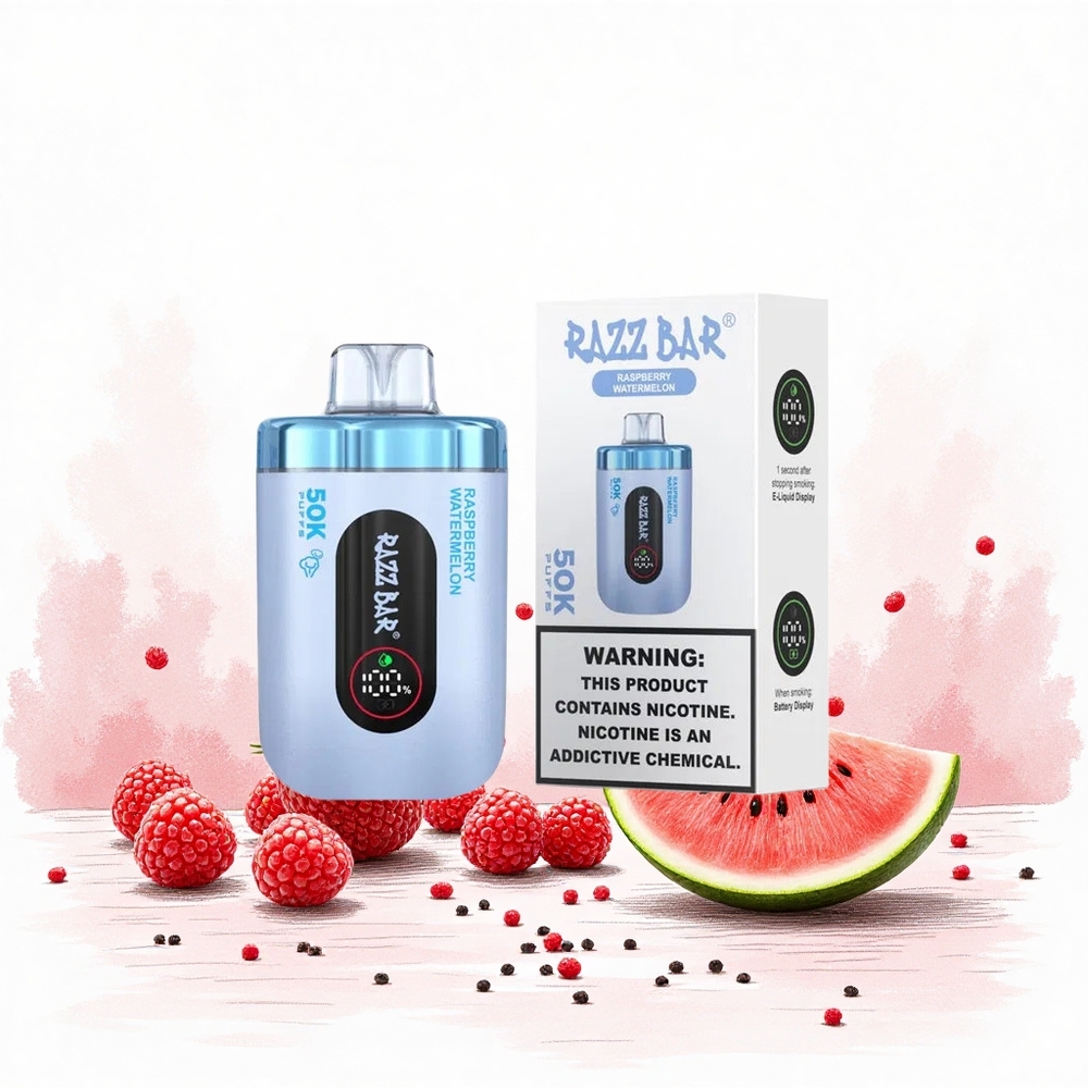 Razz Bar 50000 Puffs Eldobható Vape Málna Görögdinnye 10 Ohm Mesh Coil 650 Mah Battery Hungary Vapes