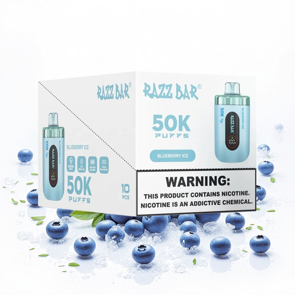 Razz Bar 50000 Puffs Eldobható Vape Áfonya Jég 10 Ohm Mesh Coil Type-C Hungary Vapes