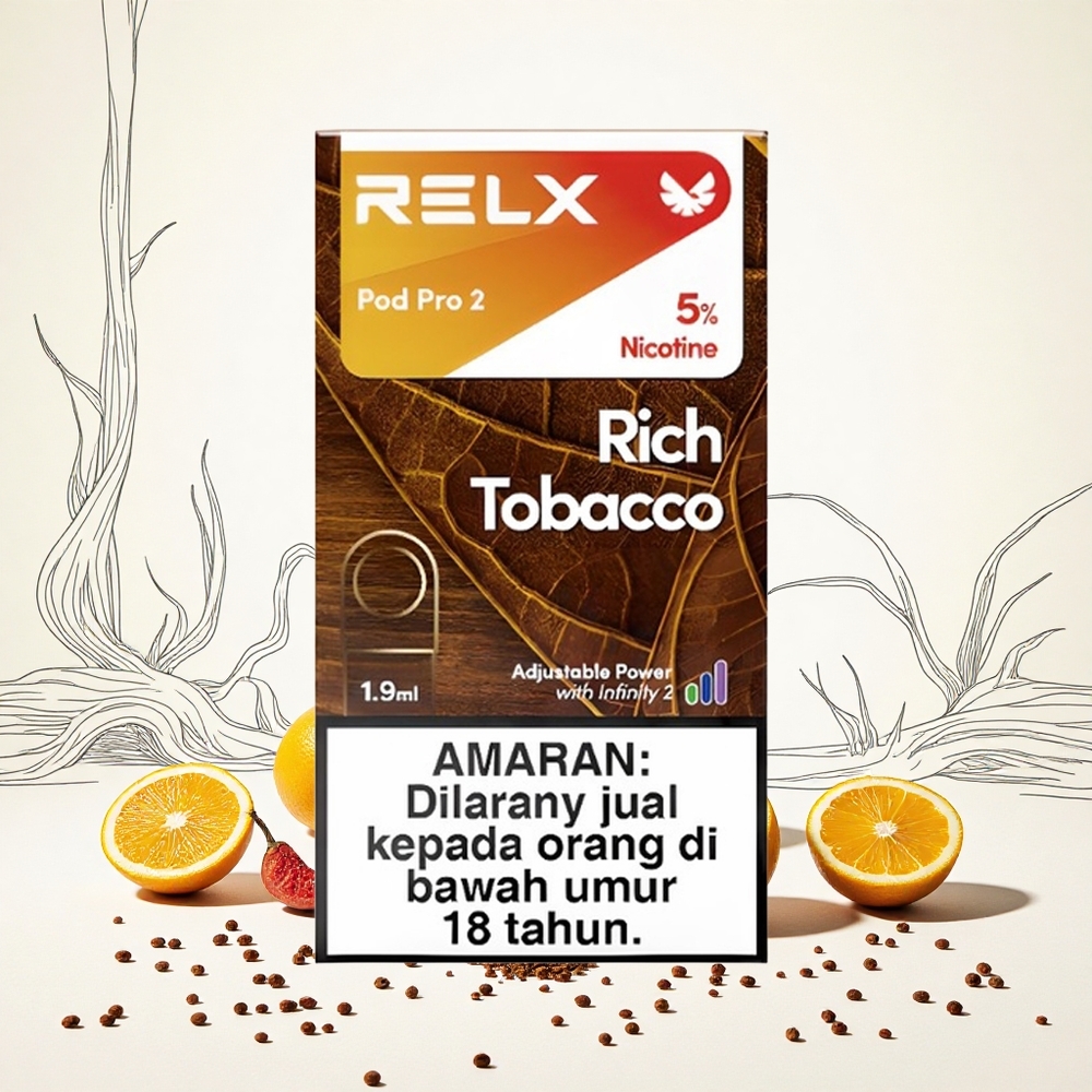 Relx Pod Pro 2 600 Puffs Gazdag Dohány íz 19ml e-liqued 5 nikotintartalom Hungary Vapes