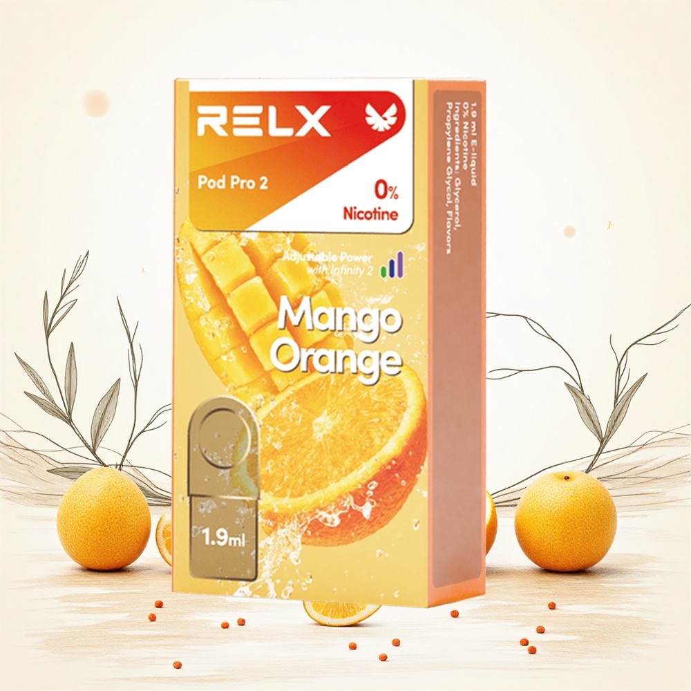 Relx Pod Pro 2 600 Puffs Mango Narancs 0 nikotin 19ml tartály Hungary Vapes