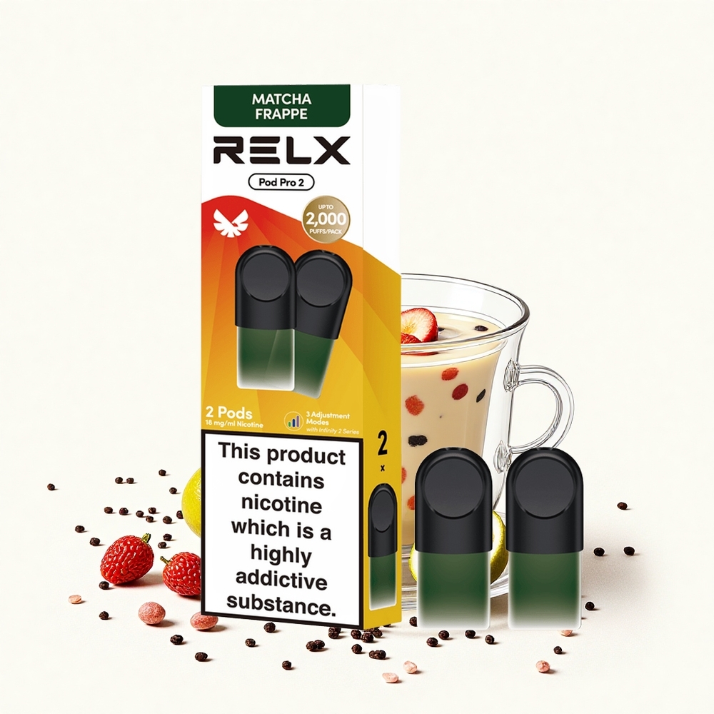 Relx Pod Pro 2 600 Puffs Tea-Matcha Frappe Tea 18 nikotintartalom 19ml e-lé kapacitás Hungary Vapes