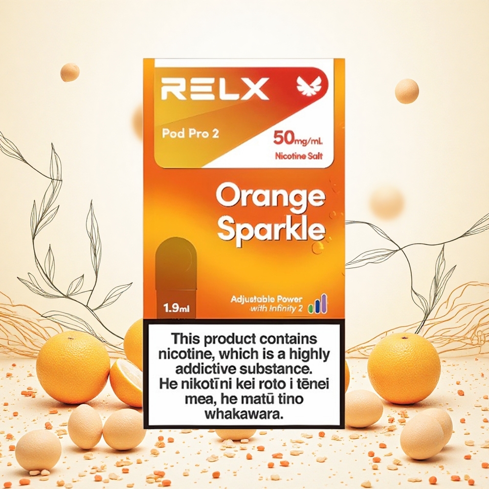 Relx Pod Pro 2 600 Puffs narancs csillám 19ml e-liqued 5 nikotintartalom Hungary Vapes