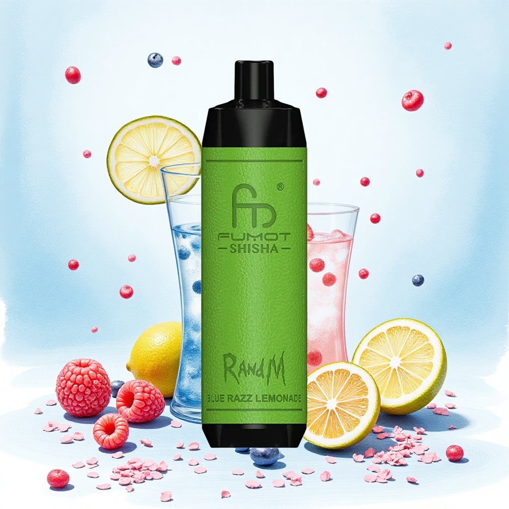 RandM Fumot Shisha 10000 Fuvaros Eladható E-cigaretta Kék Málna Limonádé 18ml Előre Töltött E-liquid 0.5% Nikotintartalom Hungary Vapes