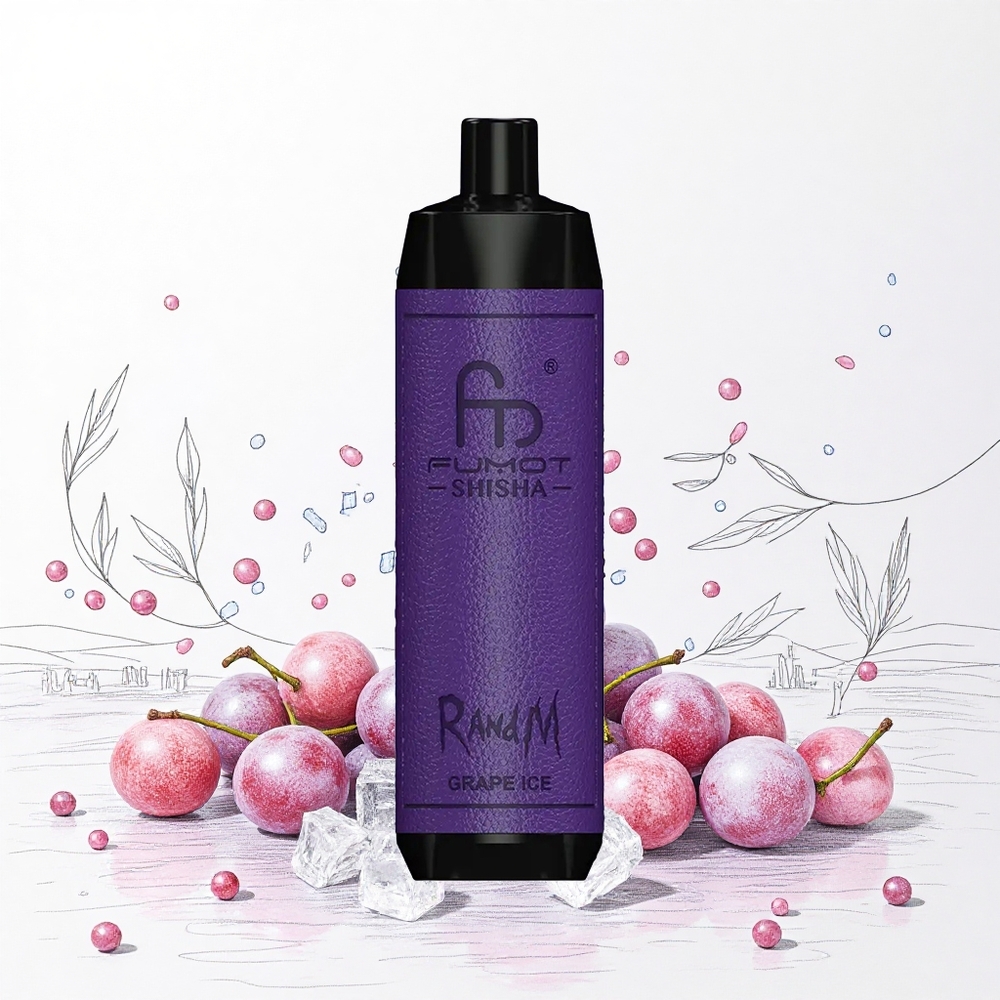 RandM Fumot Shisha 10000 Puffs Eldobható Vape Jégbor (Grape Ice) 18ml Előre Töltött e-liquid 0.5% Nikotintartalom Hungary Vapes